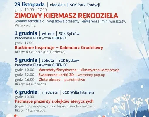 Zimowe Inspiracje SCK wracają – kiermasz, warsztaty i świąteczny klimat