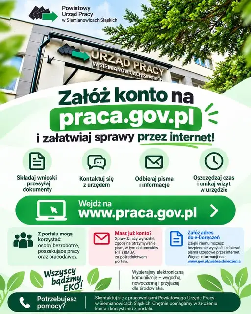 Urząd pracy w Siemianowicach Śląskich zachęca do korzystania z usług online