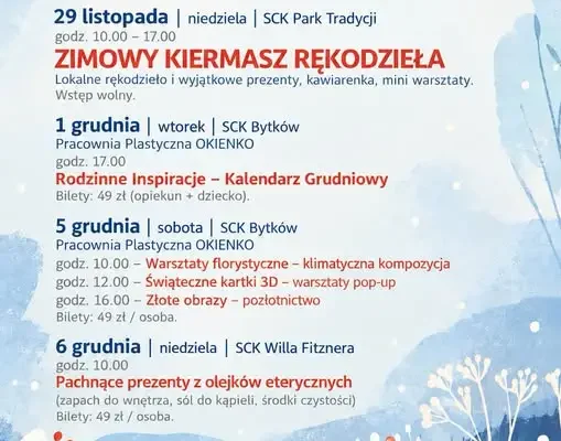 Zimowe Inspiracje 2026 w Siemianowicach Śląskich – kiermasz i warsztaty
