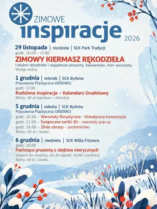 Zimowe Inspiracje 2026 w Siemianowicach Śląskich – kiermasz i warsztaty